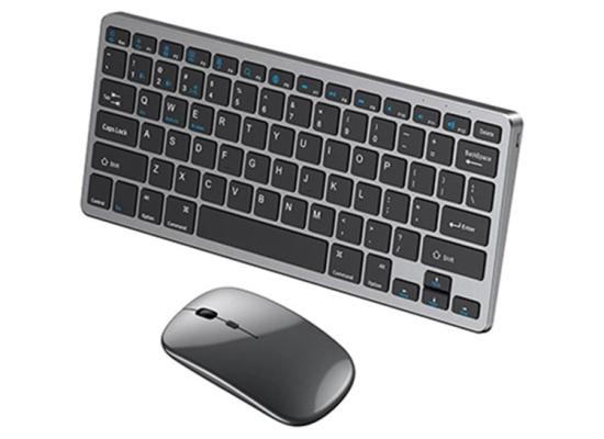Coteci Dual Mode Wireless, Bluetooth Mouse and Keyboard Combo English Layout - Gray
